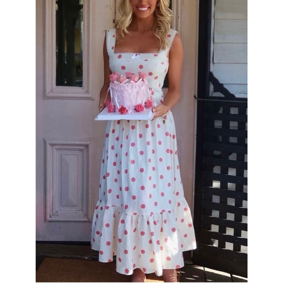 Reformation Dresses & Skirts - Reformation Rowen Linen Polka Dot Dress in Cream